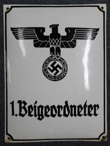 Third Reich 1 Beigeordneter Enameled Sign – Assistant Mayor