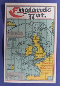 WWI German Postcard 'Englands Not' Showing British Vessels Sunk