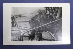 WWI Salvage Crew Working on German Destroyer Postcard