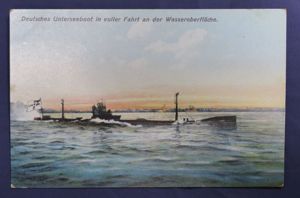 WWI German U Boat 'at full speed on the surface …