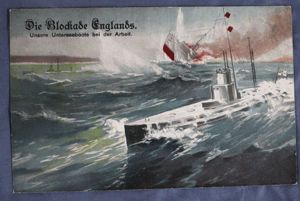 WWI German U-Boat Blockade of England Postcard