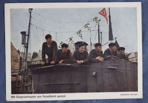 WWII Happy U-Boat Crew Returning To Port Postcard