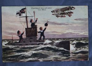 WWI German Kids on U-Boat Postcard