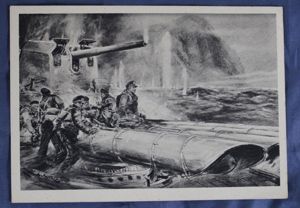 WWI German Kriegsmarine Torpedo Deck Firing in Norway Postcard