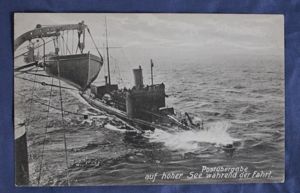 WWI German Kriegsmarine Postal Delivery At Sea Postcard