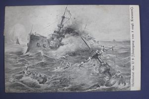 WWI Postcard 'Heroic Deed of the U-9'