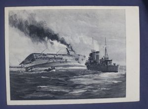 WWII German U Boat Sinking HMS Courageous Postcard