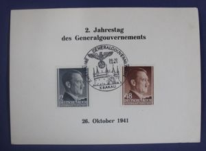 Third Reich Postcard 1941 Generalgouvernement Krakau Postmark