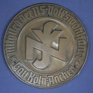 Membership Plaque for the National Socialist Volkswohlfahrt NSV (Public Welfare …