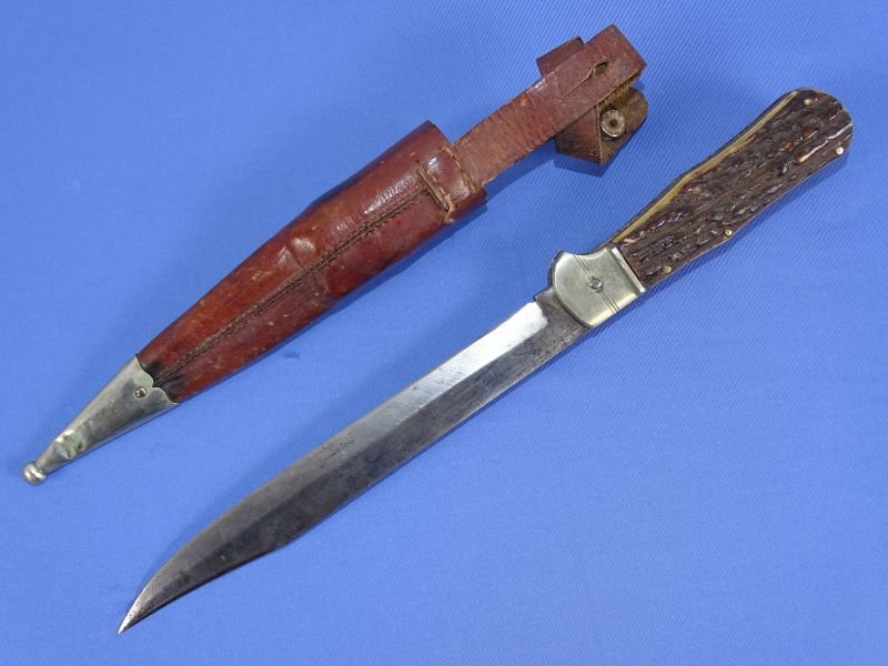 German Stag Grip Folding Bowie Knife — image 2