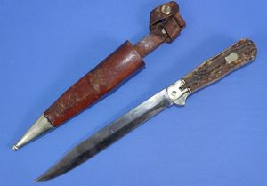 German Stag Grip Folding Bowie Knife