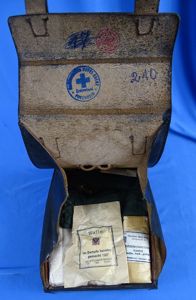 WWII German Red Cross Mounted Personnel Medical Pouch with Contents
