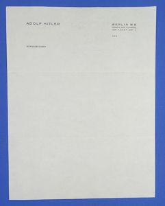 Adolf Hitler Berlin Chancellery Stationary