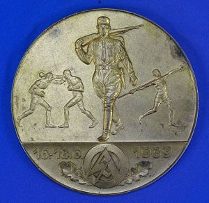 Large 1939 SA Group Niederrhein Wehrmannschaftskampf Prize Medal