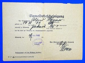 1940 Wehrstammblatt Military Registration Certificate