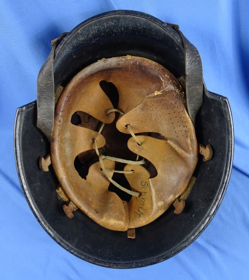 Named Third Reich Fire Police M34 'Square Dip' Helmet — image 7