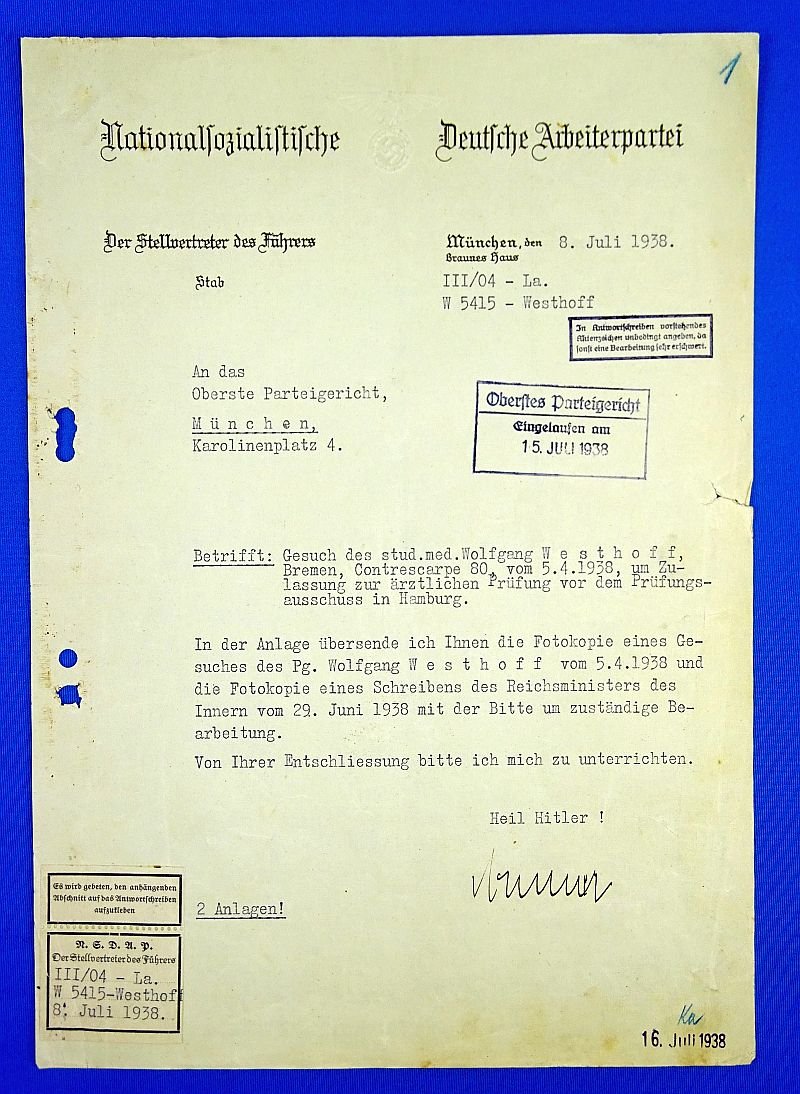 Three Official Documents on an Expelled Party Member's Effort to be Reinstated in the Nazi Party — image 2
