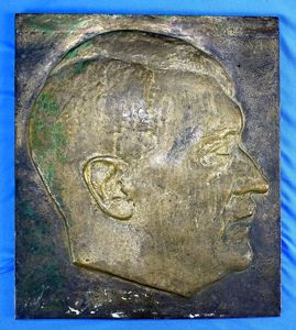 Large Adolf Hitler Bronze Plaque 9 Inches by 10-1/4 Inches