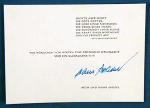 1975 Christmas Card Signed By General Hans Speidel, Rommel's Chief …