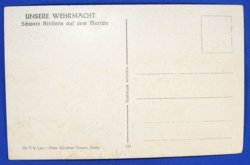 'Unsere Wehrmacht' Propaganda Postcard: Horse Drawn Army Artillery — image 2