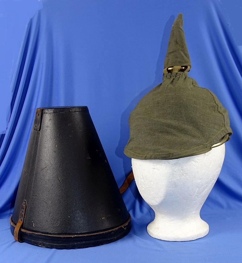 Named Imperial Saxon Reserve Officer Pickelhaube with Case and Cloth Combat Cover — image 2