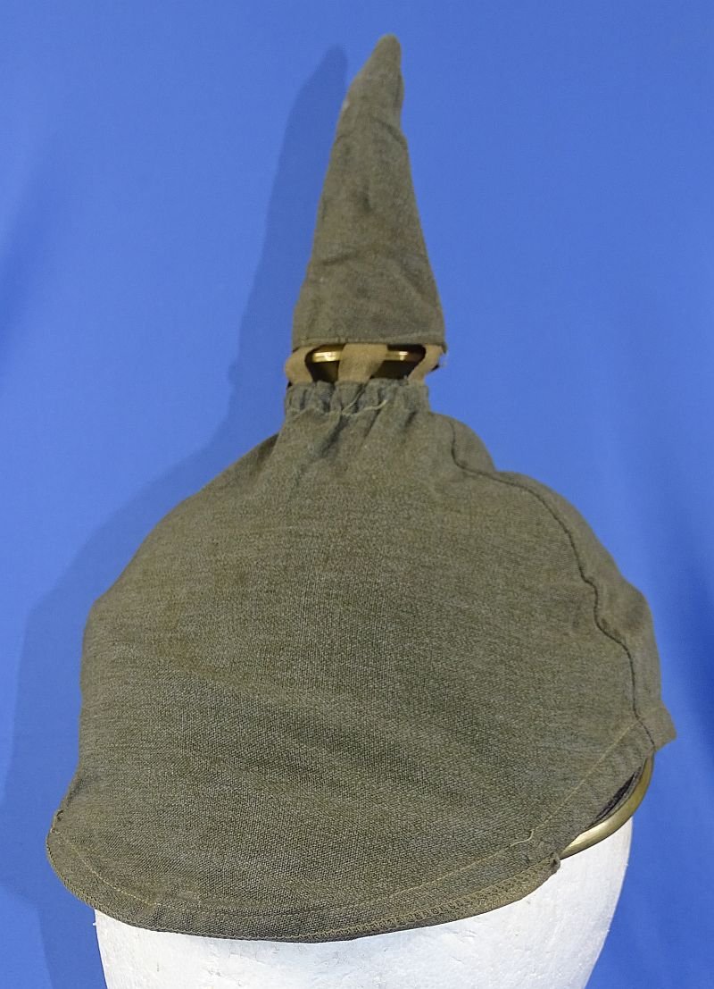 Named Imperial Saxon Reserve Officer Pickelhaube with Case and Cloth Combat Cover — image 3