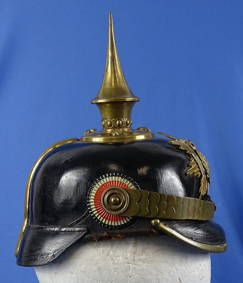 Named Imperial Saxon Reserve Officer Pickelhaube with Case and Cloth Combat Cover — image 6