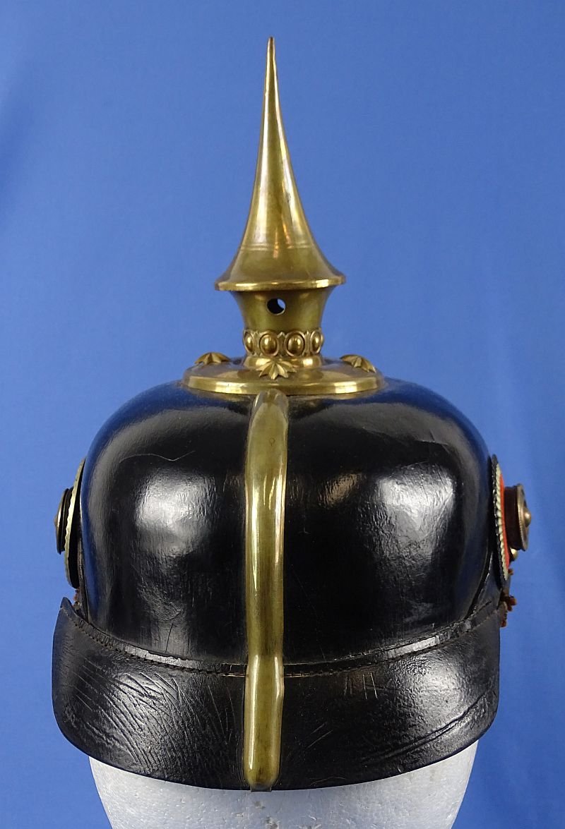 Named Imperial Saxon Reserve Officer Pickelhaube with Case and Cloth Combat Cover — image 7