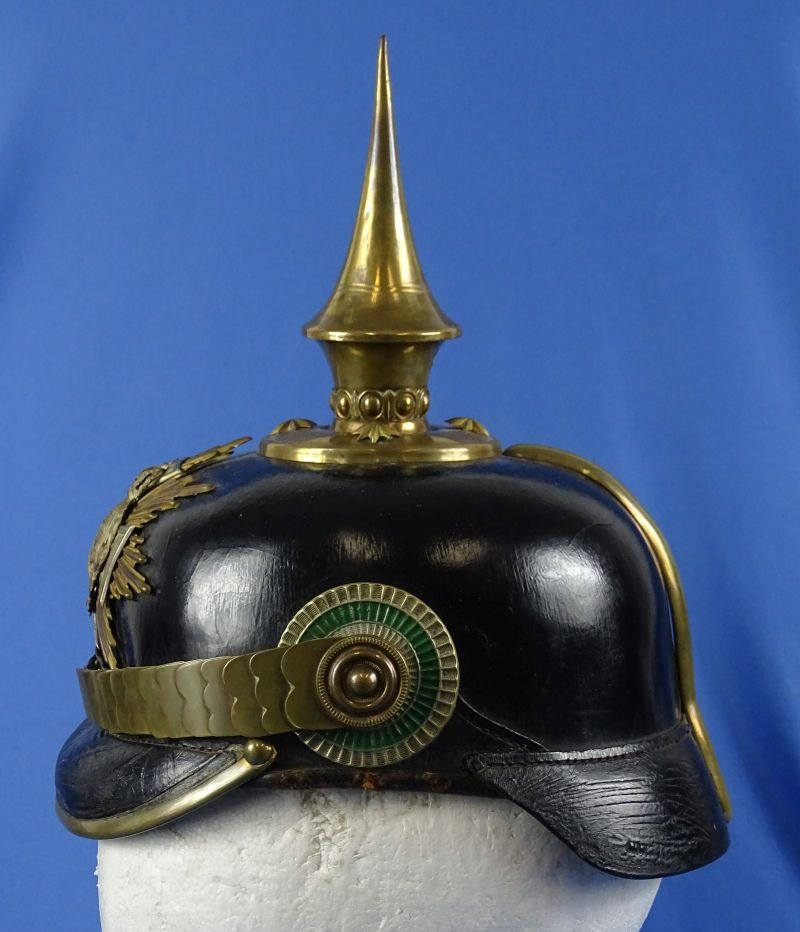 Named Imperial Saxon Reserve Officer Pickelhaube with Case and Cloth Combat Cover — image 8