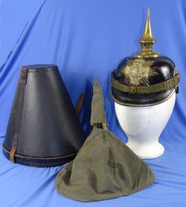 Named Imperial Saxon Reserve Officer Pickelhaube with Case and Cloth …