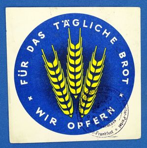 Winterhilfswerk Donation Can Label: Fur Das Tagliche Brot