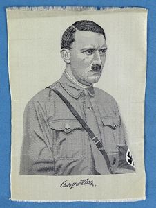 Machine Woven Adolf Hitler Portrait 3-1/4 Inches by 4-3/4 Inches