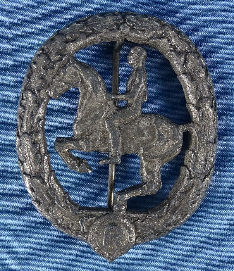 Third Reich Rider Badge in Bronze by Lauer with Stickpin by Steinhauer & Luck — image 2