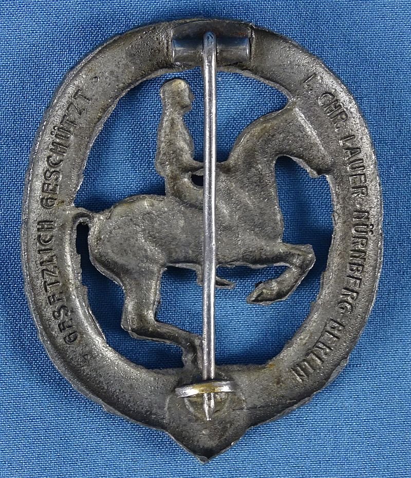 Third Reich Rider Badge in Bronze by Lauer with Stickpin by Steinhauer & Luck — image 3