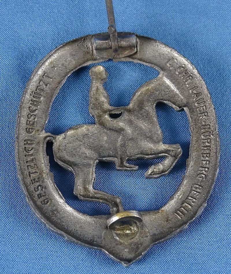 Third Reich Rider Badge in Bronze by Lauer with Stickpin by Steinhauer & Luck — image 4