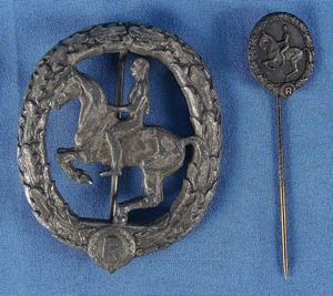 Third Reich Rider Badge in Bronze by Lauer with Stickpin …