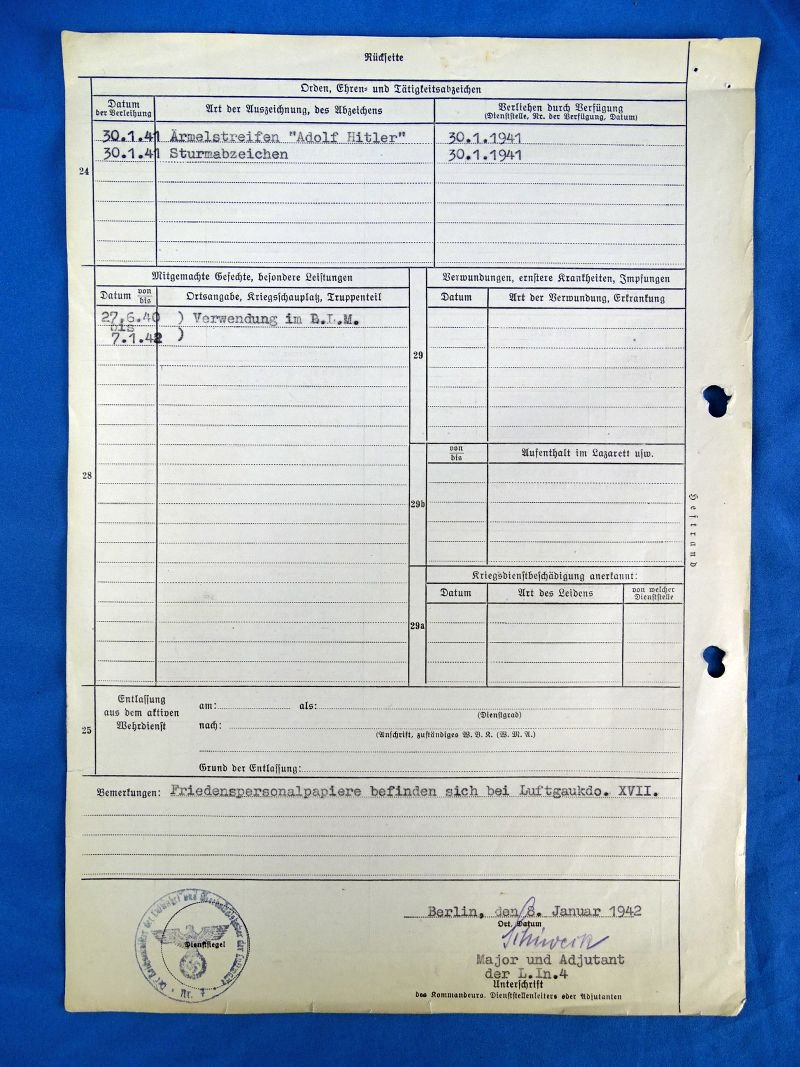 Record of a Liebstandarte SS Officer in the Flak Service — image 2
