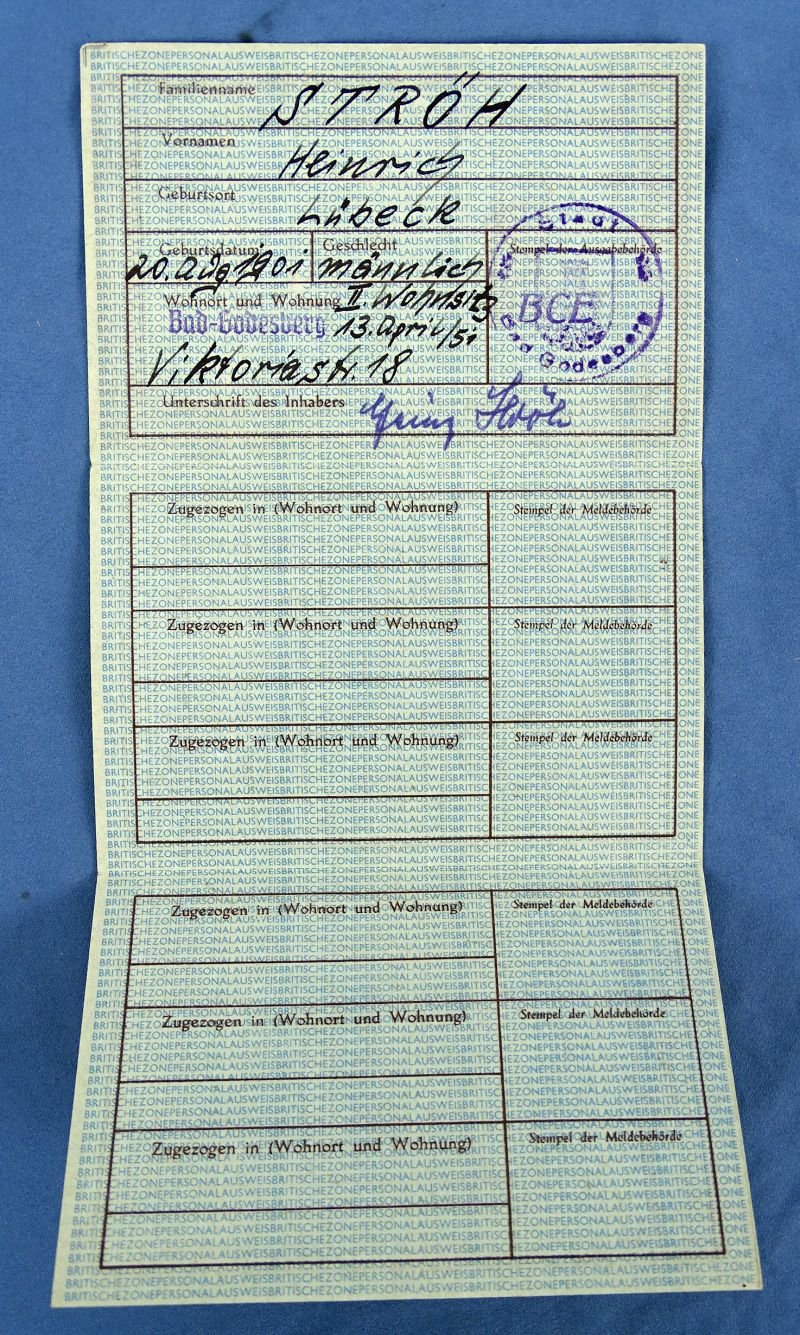1952 Dated Occupied Germany British Zone Personal Identity Card — image 3