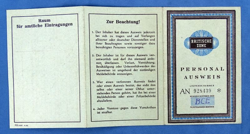 1952 Dated Occupied Germany British Zone Personal Identity Card — image 4