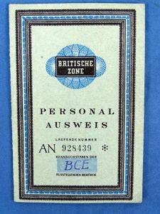1952 Dated Occupied Germany British Zone Personal Identity Card
