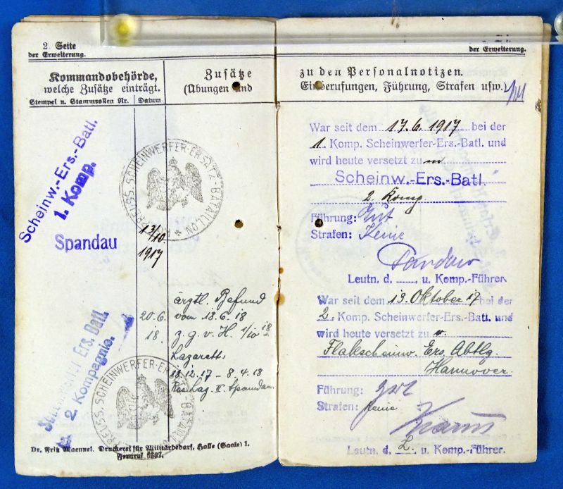 WWI German Artillery Unit Militarpass — image 3