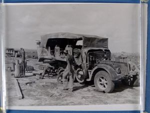 1942 Official Photograph: Afrika Korps Vehicle Repair Depot at El-Alamein