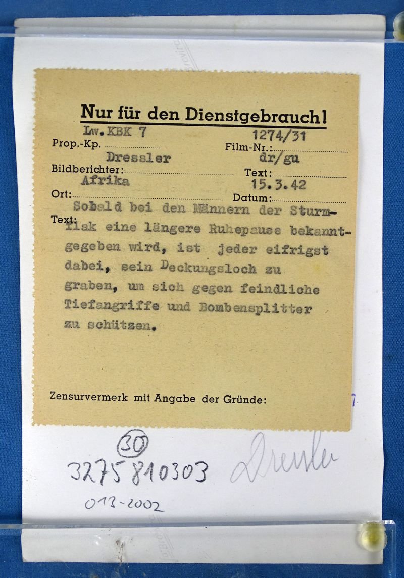 1942 Official Photograph: Afrika Korps Soldier Digs a Bomb Shelter — image 2