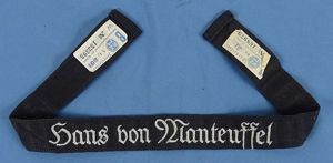 NSDAP Marytr Honor Cuff Title Hans von Manteuffel with RZM …