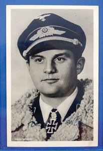 Signed Photo Postcard of Luftwaffe Pilot Joachim Helbig, Recipient of …