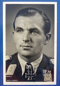Signed Photo Postcard of Luftwaffe Fighter Ace Herbert Ihlefeld, Recipient …