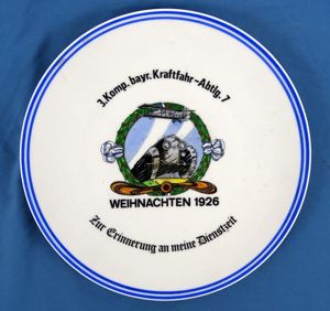 Christmas 1926 Commemorative Service Plate of the 7th Bavarian Kraftfahr …