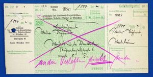 1000 Reichsmark Postal Check Receipt on the Account of the …