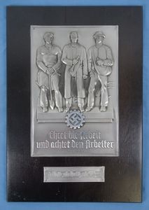 Large Third Reich RAD Labor Service Plaque with A-H Quote