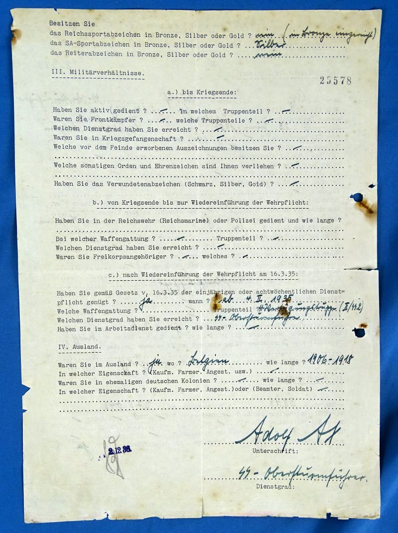 Three Documents Signed by Waffen SS Oberfuhrer and Knight's Cross Recipient Adolf Ax — image 2